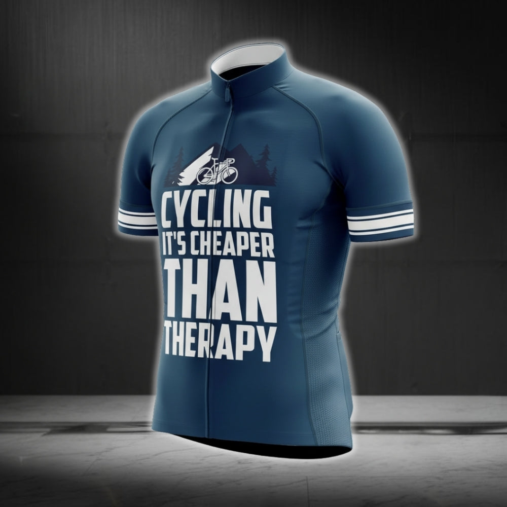 Cycling It's Cheaper Than Therapy Cycling Short Sleeve Jersey For Men, Funny Cycling Jerseys CG0205