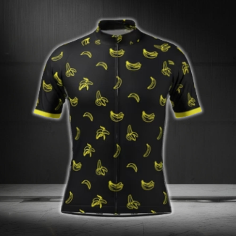 Banana Yellow Cycling Short Sleeve Jersey For Men, Banana Cycling Jerseys CG0431