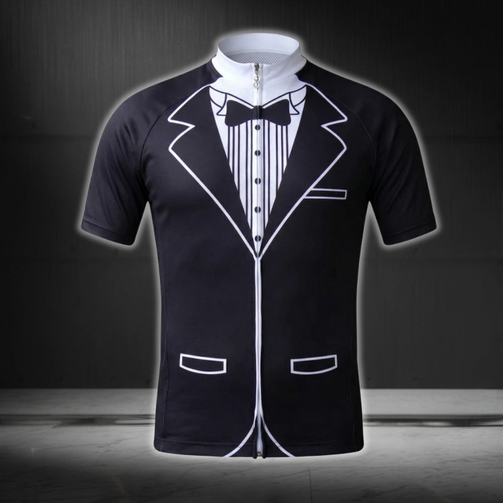 Tuxedo Black And White Cycling Short Sleeve Jersey Mens, Tuxedo Cycling Jersey CZ0144