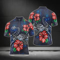 Hibiscus And Turtle Cycling Short Sleeve Jersey For Men, Tropical Cycling Jerseys CG0555