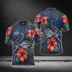 Hibiscus And Turtle Cycling Short Sleeve Jersey For Men, Tropical Cycling Jerseys CG0555