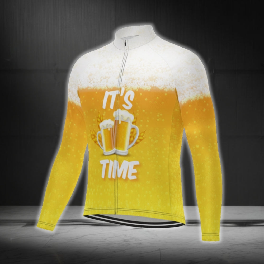 It's Time Beer Cycling Long Sleeve Men's Jersey, Beer Lovers Cycling Jerseys CG0331
