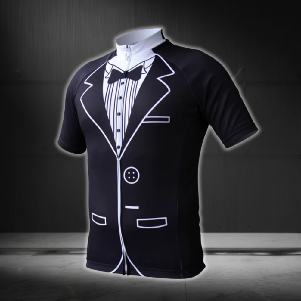 Tuxedo Black And White Cycling Short Sleeve Jersey Mens, Tuxedo Cycling Jersey CZ0144