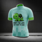 Sorry I'm Late I Didn't Want To Come Men's Turtle Cycling Short Sleeve Jerseys, Funny Cycling Jerseys For Turtle Lovers CG0206