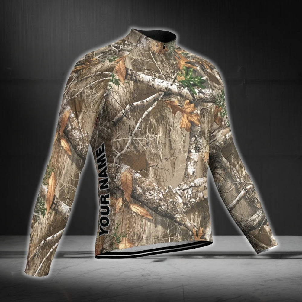Custom Camouflage Long Sleeve Cycling Jersey For Men, Custom Camo Cycling Jerseys CG0332