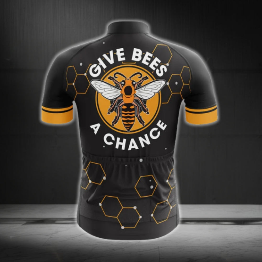 Give Bees A Chance Short Sleeve Cycling Jerseys For Men, Bee Lovers Eco Cycling Jerseys CG0207