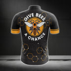 Give Bees A Chance Short Sleeve Cycling Jerseys For Men, Bee Lovers Eco Cycling Jerseys CG0207