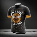 Give Bees A Chance Short Sleeve Cycling Jerseys For Men, Bee Lovers Eco Cycling Jerseys CG0207