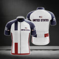 White Red Blue USA Flag Cycling Short Sleeve Jersey For Men, Patriotic Cycling Jerseys CG0557