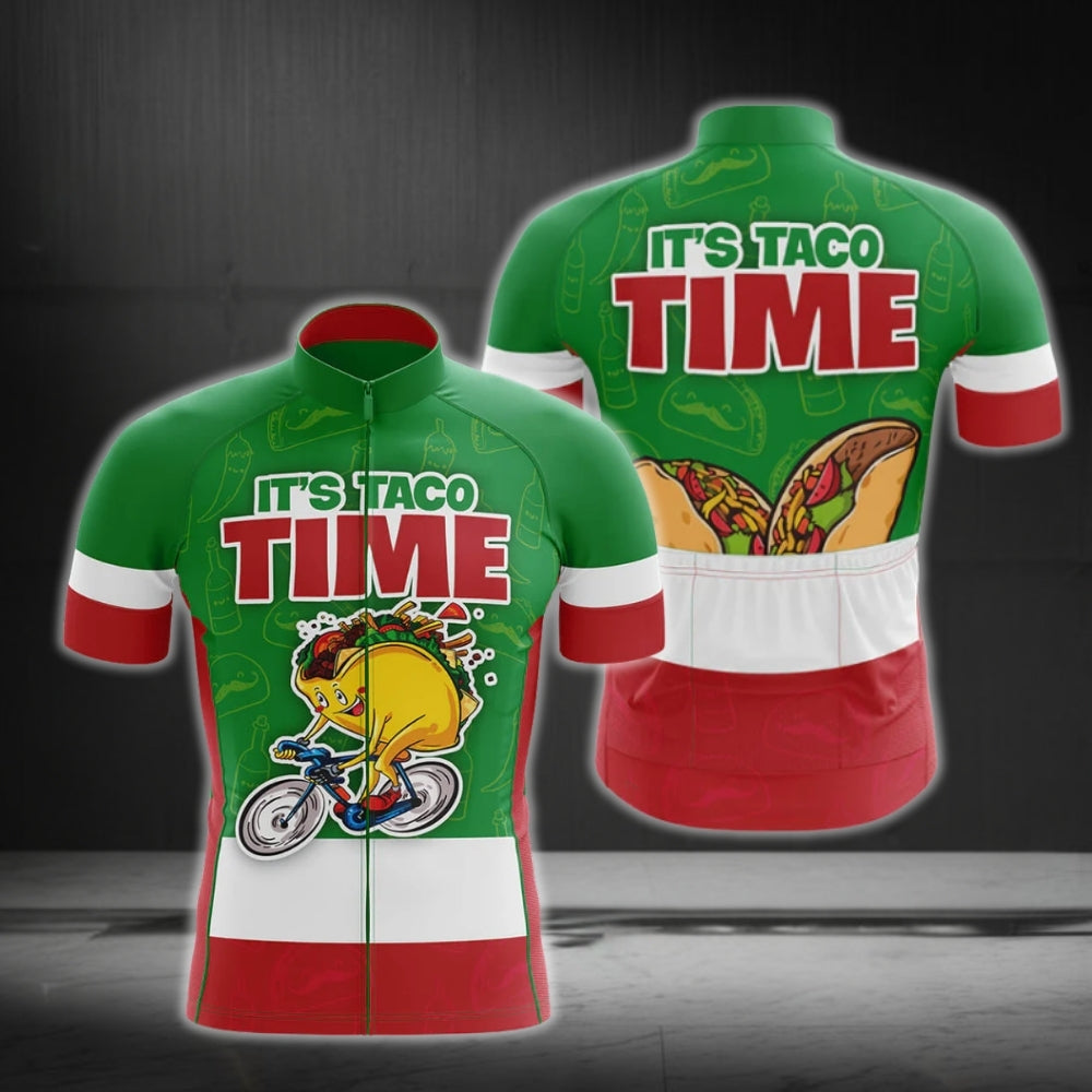 It's Taco Time Men's Funny Cycling Jersey, Taco Cycling Jerseys For Mexico Food Lovers CG0208