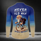 Never Underestimate An Old Man With A Bicycle Long Sleeve Men's Jersey, Funny Cycling Jersey For Mens CZ0068