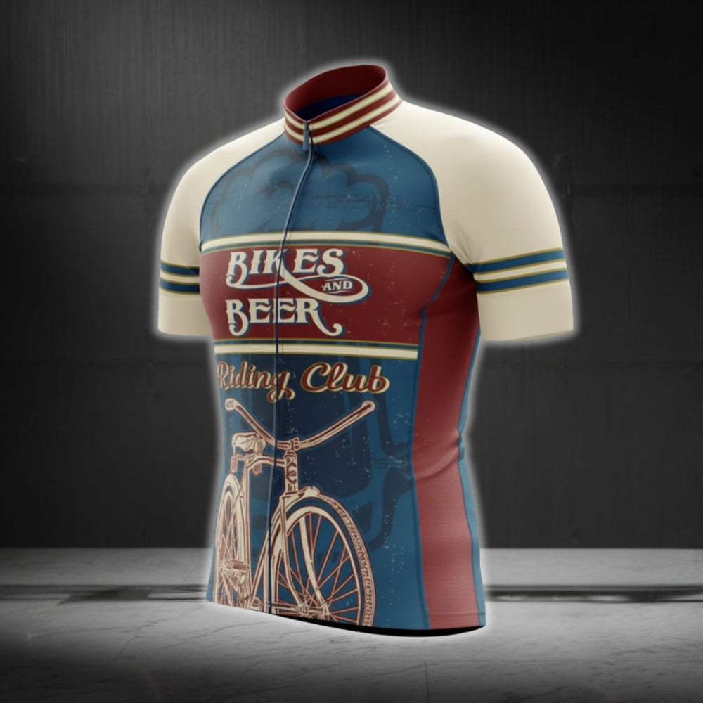 Bikes And Beers Riding Club Short Sleeve Men's Cycling Jerseys, Vintage Beer Club Cycling Jerseys CG0465