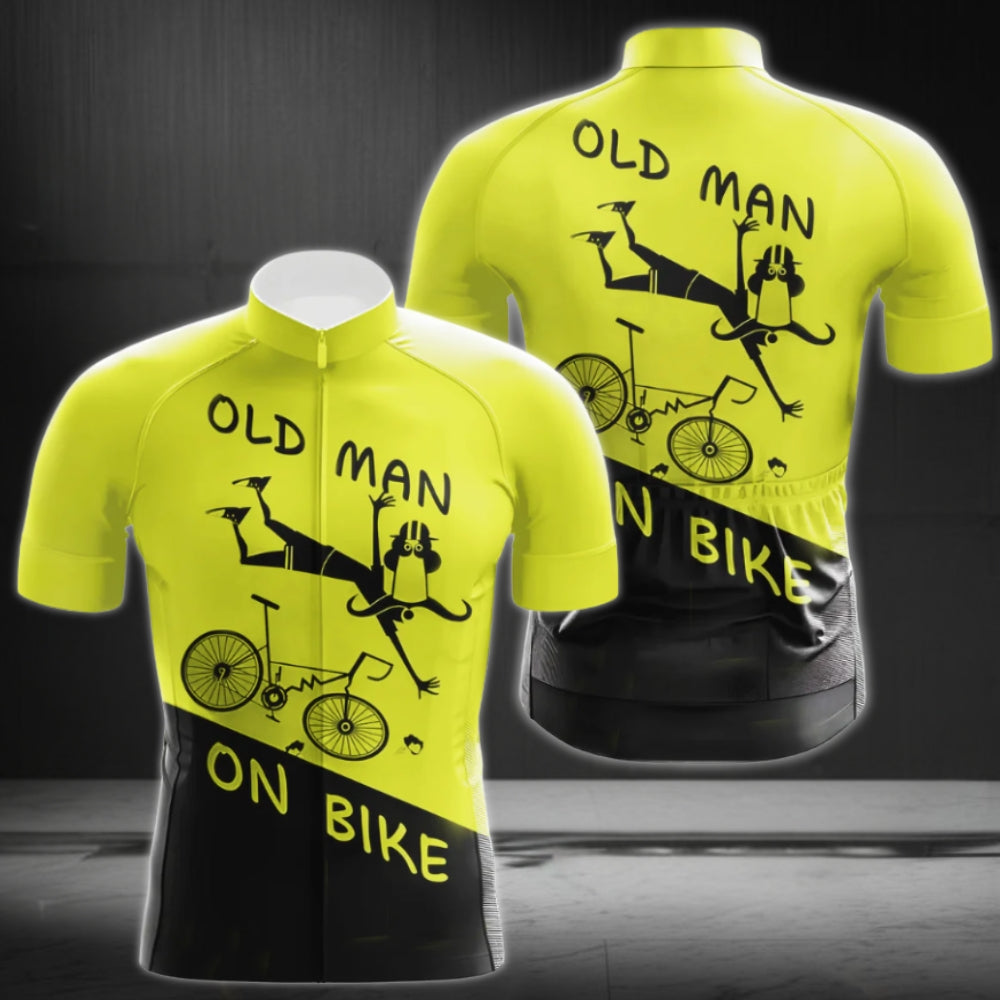 Old Man On Bike Short Sleeve Cycling Jersey For Mens, Funny Cycling Jerseys CE0011