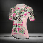 Happy Bicycle Day Don't Slow Womens Pink Cycling Short Sleeve Jersey, Funny Cycle Jersey For Womens CE0017