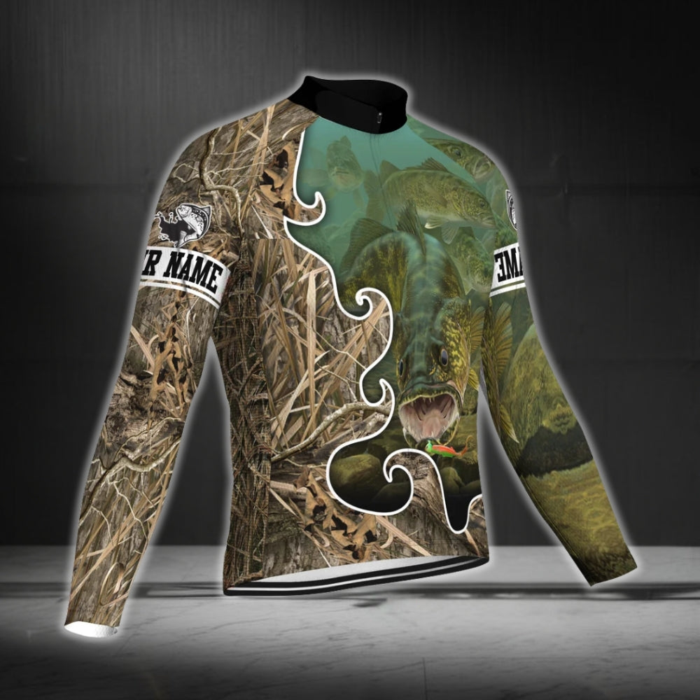 Custom Fishing Camo Cycling Long Sleeve Jersey For Men, Custom Fishing Cycling Jerseys CG0333