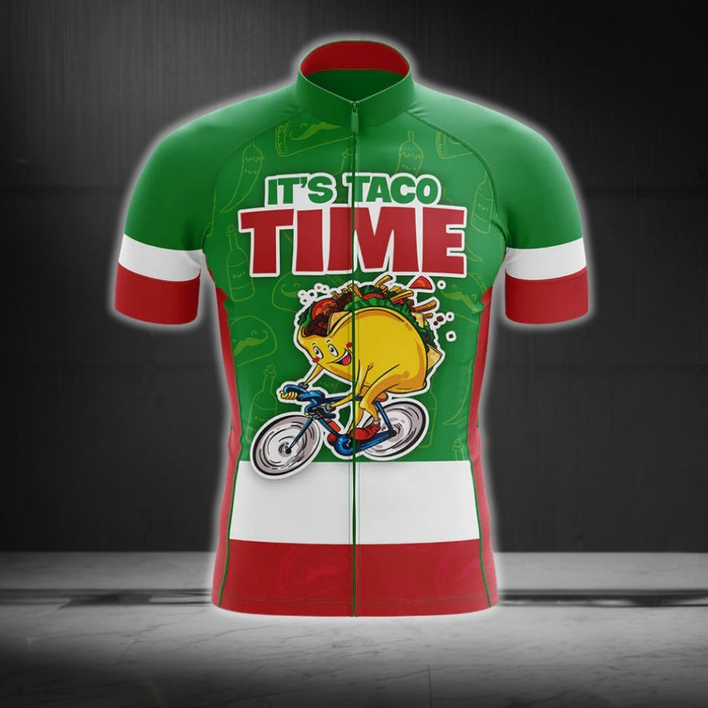 It's Taco Time Men's Funny Cycling Jersey, Taco Cycling Jerseys For Mexico Food Lovers CG0208