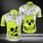Neon Green Skull Cycling Short Sleeve Jersey For Men, Men's Skull Cycling Jerseys CE0018