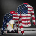 Custom American Eagle Cycling Jersey Long Sleeve For Men, Custom Patriotic Cycling Jerseys CG0334