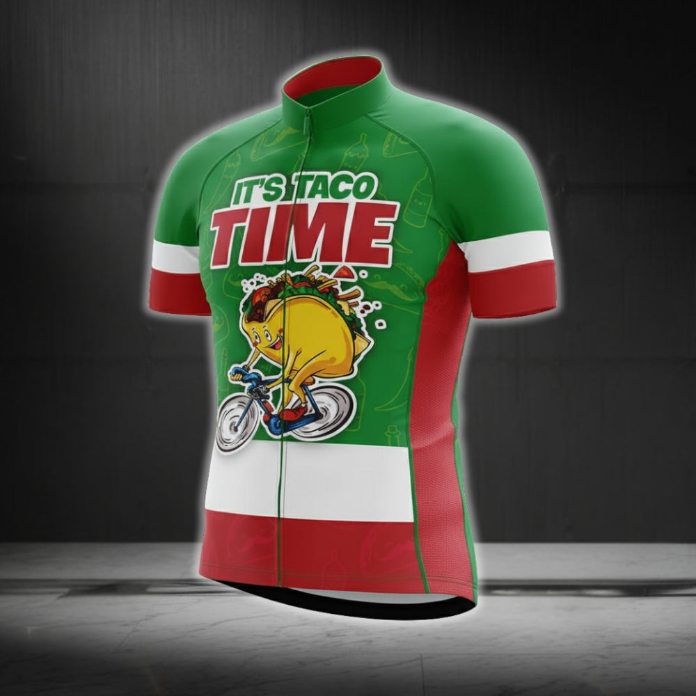 It's Taco Time Men's Funny Cycling Jersey, Taco Cycling Jerseys For Mexico Food Lovers CG0208