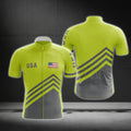 Green And Grey USA Flag Cycling Short Sleeve Men's Jersey, Patriotic Cycling Jerseys CG0558