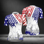 American Flag Grunge Short Sleeve Cycling Jersey For Women, Patriotic Cycling Jersey For Ladies CZ0145