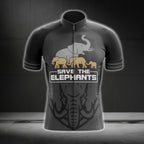 Save The Elephants Short Sleeve Cycling Jerseys For Men, Elephant Lovers Cycling Jerseys CG0209