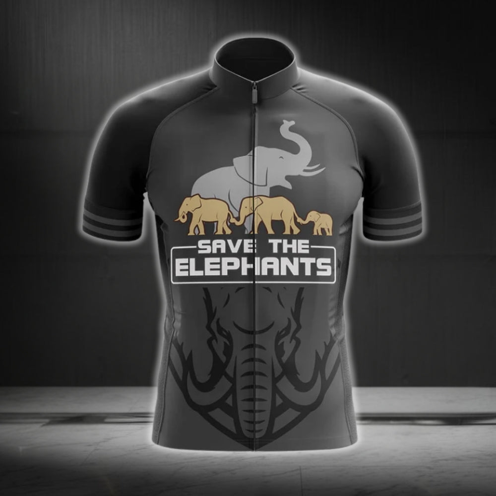 Save The Elephants Short Sleeve Cycling Jerseys For Men, Elephant Lovers Cycling Jerseys CG0209