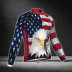 Custom American Eagle Cycling Jersey Long Sleeve For Men, Custom Patriotic Cycling Jerseys CG0334