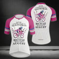 Never Underestimate An Old Woman With A Bicycle Who Was Born In August Cycling Short Sleeve Jersey, Funny Cycling Jerseys For Women CE0019