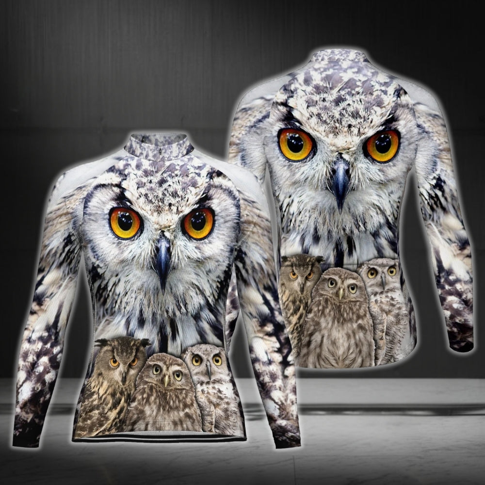 Custom Owl Long Sleeve Women's Cycling Jersey, Custom Owl Cycling Jerseys CG0335