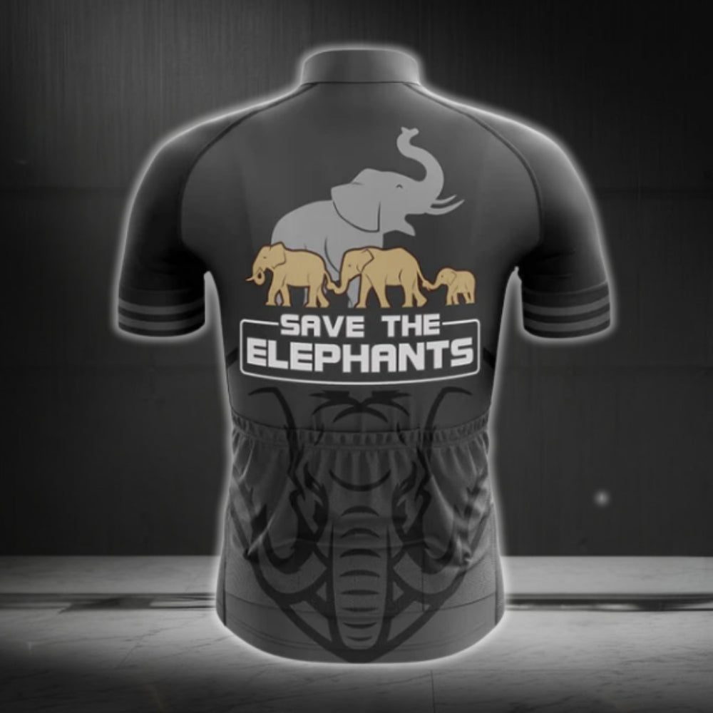 Save The Elephants Short Sleeve Cycling Jerseys For Men, Elephant Lovers Cycling Jerseys CG0209