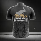 Save The Elephants Short Sleeve Cycling Jerseys For Men, Elephant Lovers Cycling Jerseys CG0209