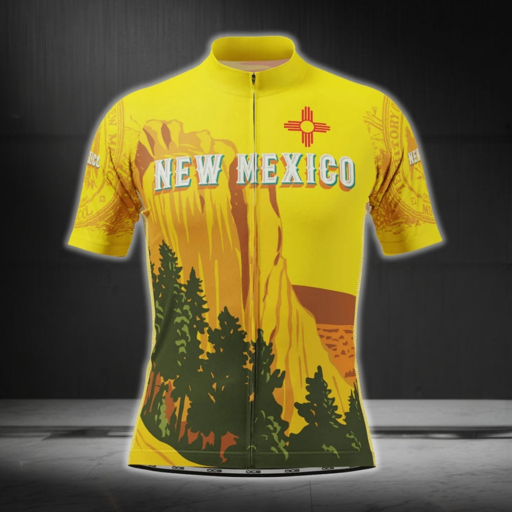Men's New Mexico Yellow Short Sleeve Cycling Jersey, New Mexico State Cycling Jerseys CG0435