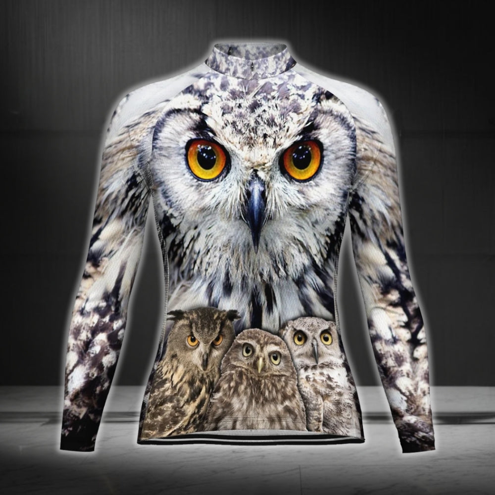 Custom Owl Long Sleeve Women's Cycling Jersey, Custom Owl Cycling Jerseys CG0335