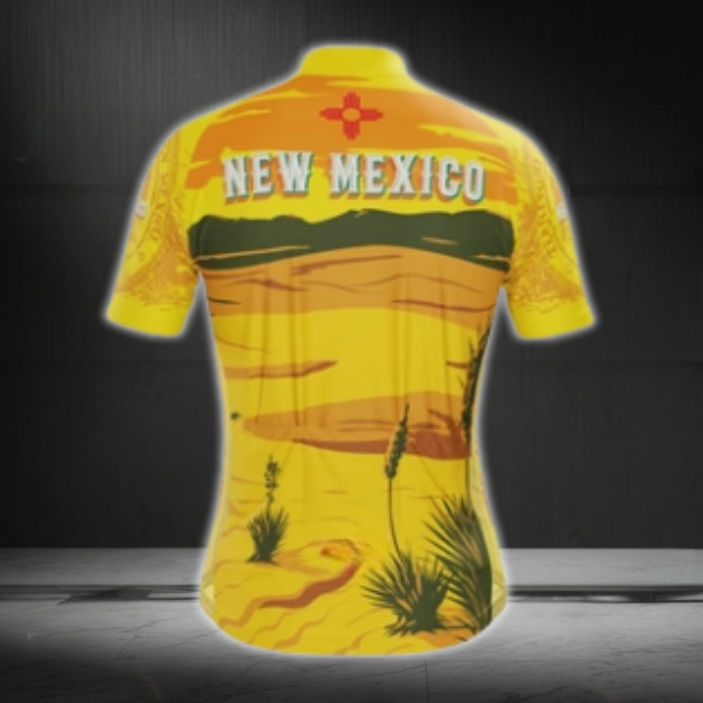 Men's New Mexico Yellow Short Sleeve Cycling Jersey, New Mexico State Cycling Jerseys CG0435
