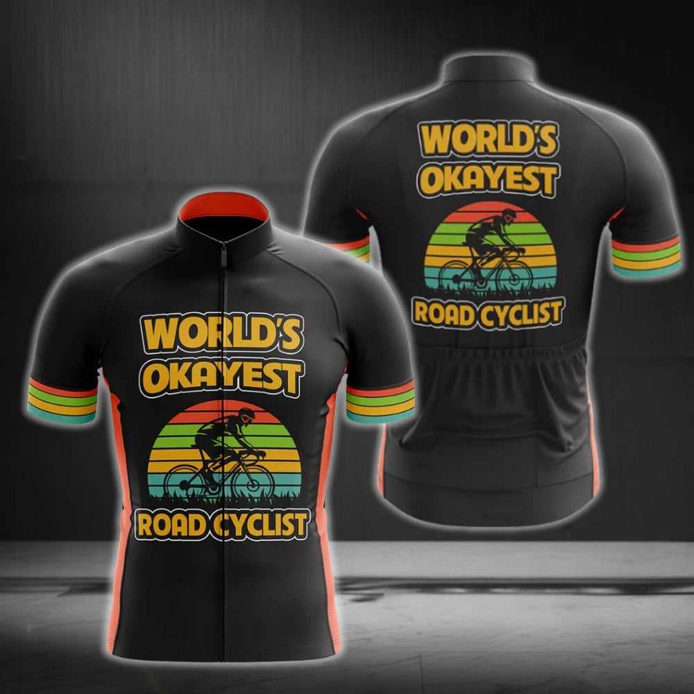 World's Okayest Road Cyclist Cycling Short Sleeve Jersey For Mens, Men's Funny Cycling Jerseys CG0210