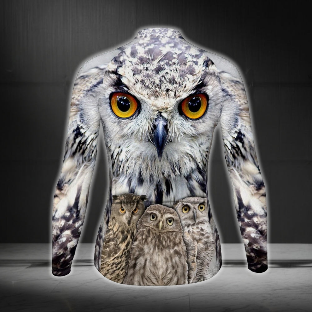 Custom Owl Long Sleeve Women's Cycling Jersey, Custom Owl Cycling Jerseys CG0335
