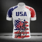 American Flag Short Sleeve Cycling Jersey For Men, Patriotic Cycling Jerseys CG0559