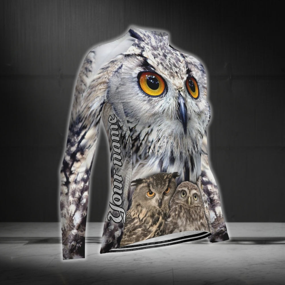 Custom Owl Long Sleeve Women's Cycling Jersey, Custom Owl Cycling Jerseys CG0335
