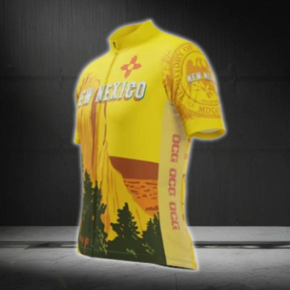 Men's New Mexico Yellow Short Sleeve Cycling Jersey, New Mexico State Cycling Jerseys CG0435