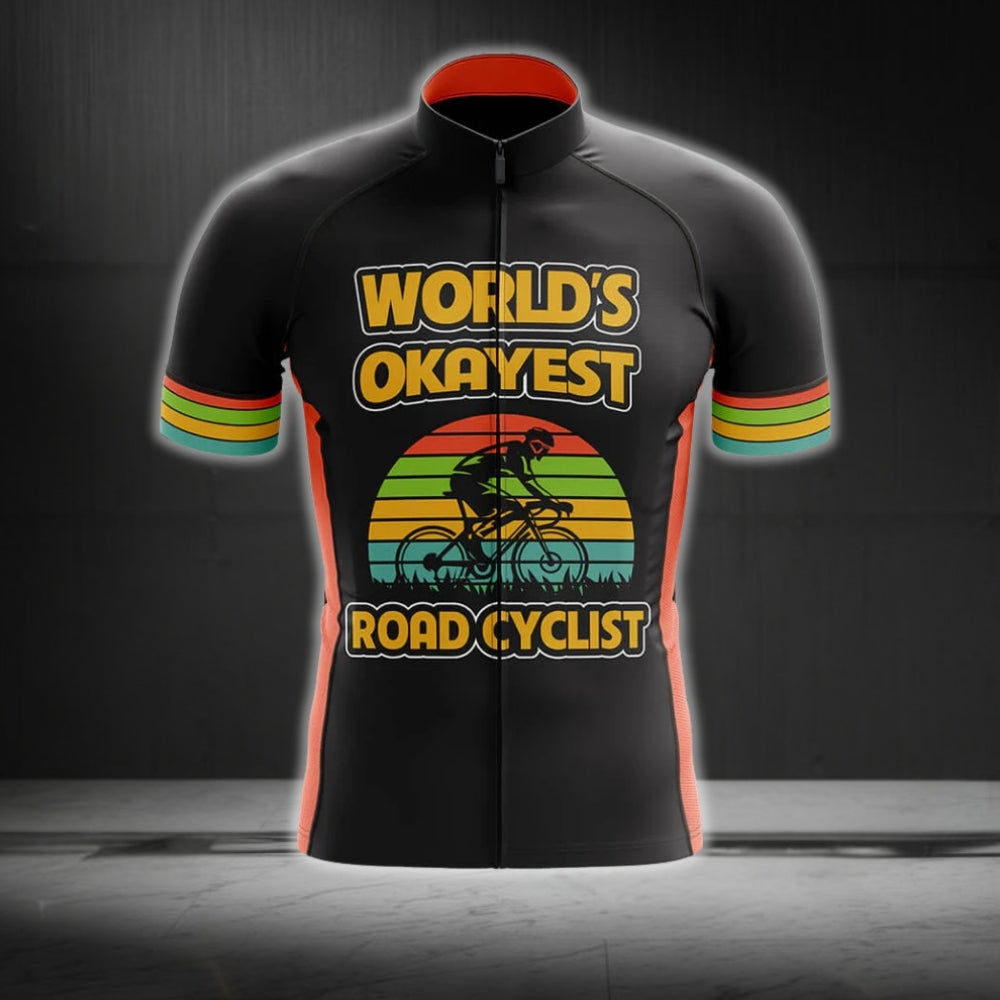 World's Okayest Road Cyclist Cycling Short Sleeve Jersey For Mens, Men's Funny Cycling Jerseys CG0210