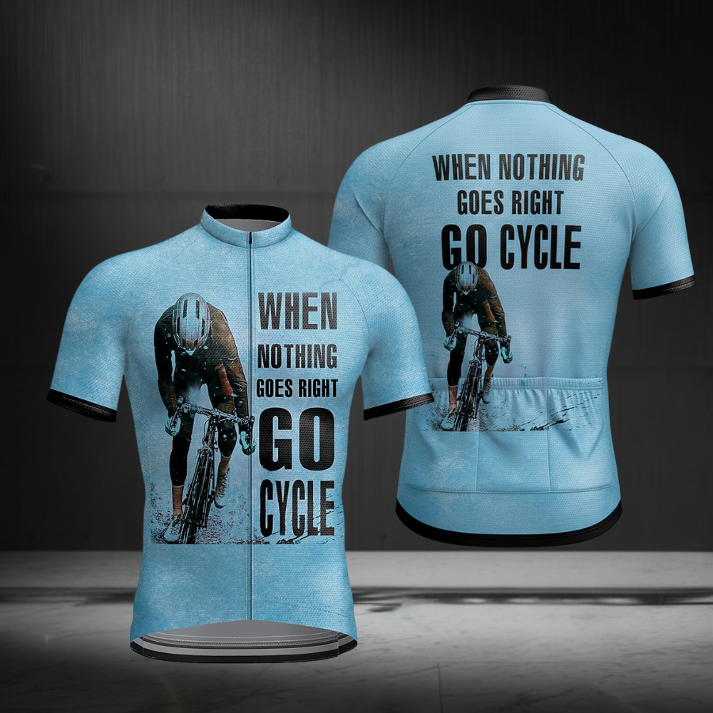 When Nothing Goes Right Go Cycle Men's Short Sleeve Cycling Jersey, Khaki Cycling Jersey For Men CZ0146