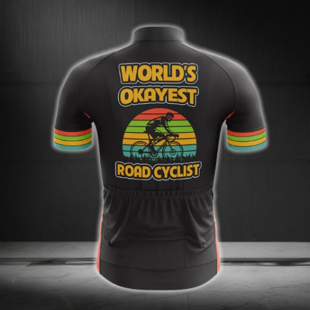 World's Okayest Road Cyclist Cycling Short Sleeve Jersey For Mens, Men's Funny Cycling Jerseys CG0210