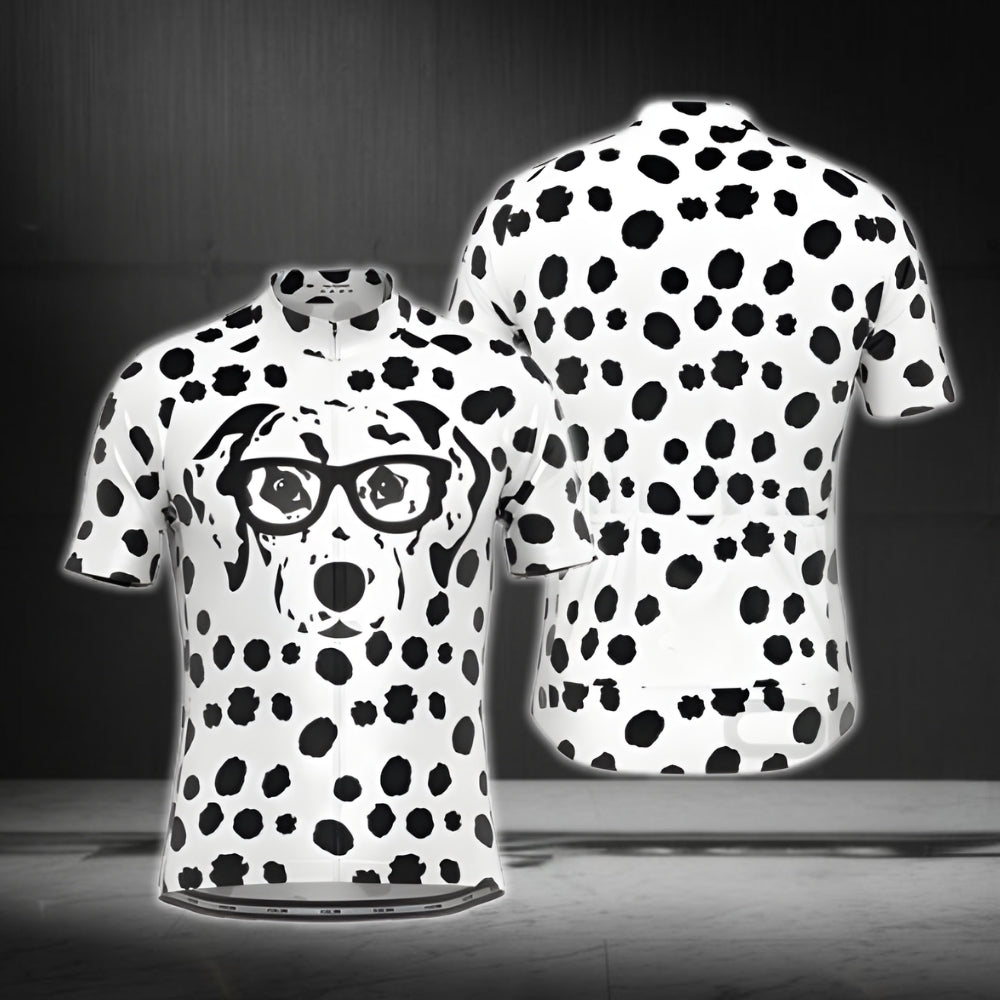 Dalmatian Dog Short Sleeve Cycling Jersey For Men, Dalmatian Dog Lovers Cycling Jerseys CG0436