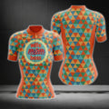 Wife Mom Boss Women's Orange Geometric Cycling Jersey Short Sleeve, Mother's Day Cycling Jerseys CG0068