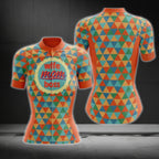 Wife Mom Boss Women's Orange Geometric Cycling Jersey Short Sleeve, Mother's Day Cycling Jerseys CG0068