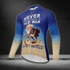 Never Underestimate An Old Man With A Bicycle Long Sleeve Men's Jersey, Funny Cycling Jersey For Mens CZ0068