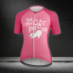 Yes I'm A Cat Person Women's Pink Cycling Short Sleeve Jersey, Cat Cycling Jersey For Ladies CE0020