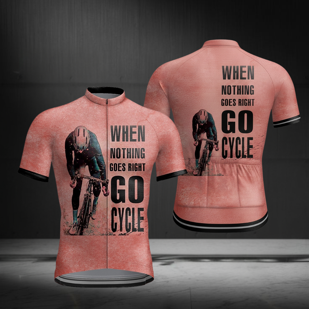 When Nothing Goes Right Go Cycle Men's Short Sleeve Cycling Jersey, Khaki Cycling Jersey For Men CZ0146