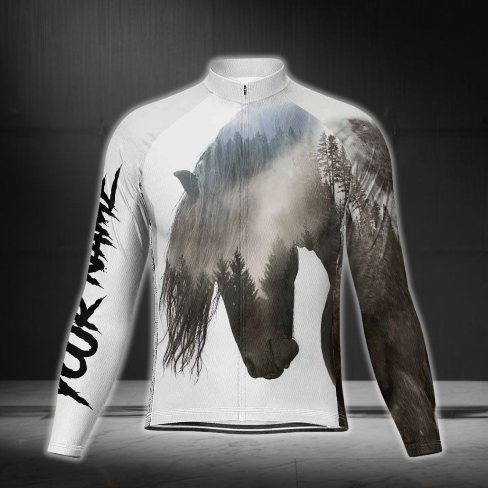 Custom Name Horse Men's Cycling Long Sleeve Jersey, Custom Horse Cycling Jerseys CG0336